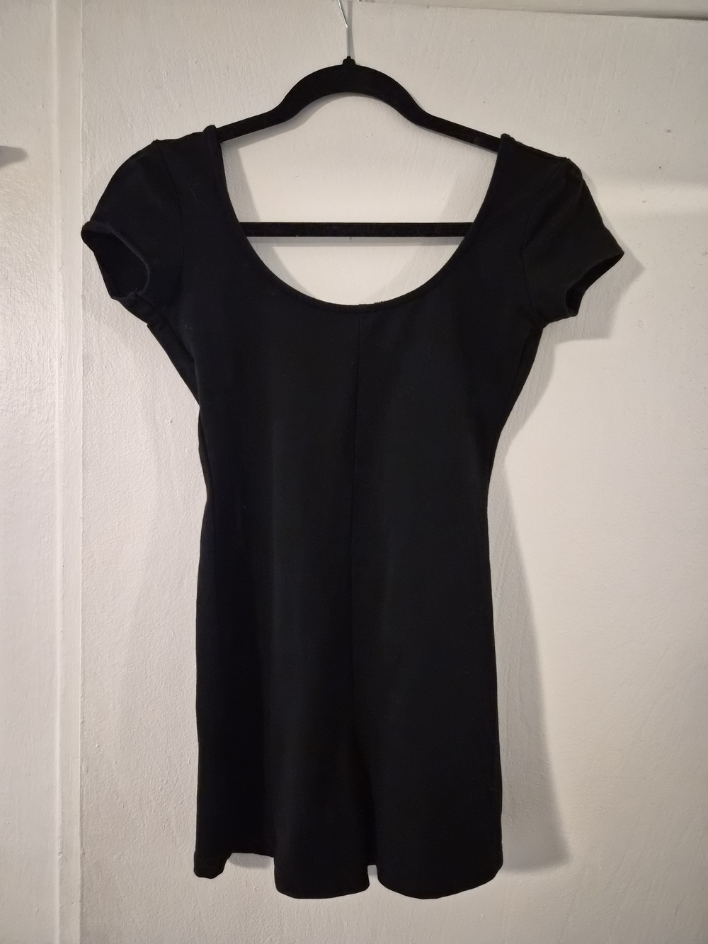 Classic Black Short-Sleeve Scoop Neck Dress